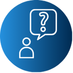 Icono de persona con duda referente a soluciones para servicios de atención ciudadana